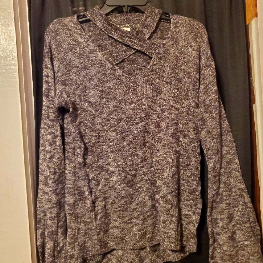 Gray Cross Top Sweater